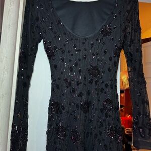 Lulu's Black Sequin Long Sleeve Dress